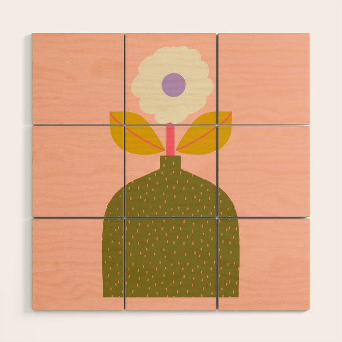 Colorful Modern Floral Vase  Wood Wall Art Gallery Image 1