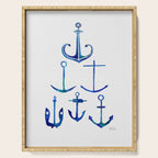 Anchors Away - Nautical Watercolor Anchors in Blue Serving Tray Gallery Image 1