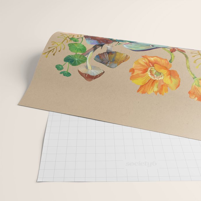 Floral Luna Moth Wrapping Paper Gallery Image 2