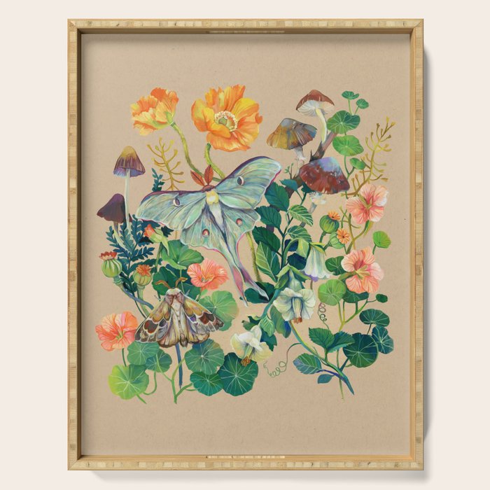 Floral Luna Moth Serving Tray Gallery Image 1