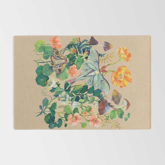 Floral Luna Moth Rug Gallery Image 2