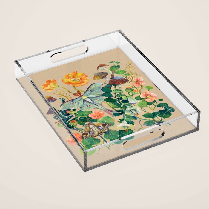 Floral Luna Moth Acrylic Tray Gallery Image 1