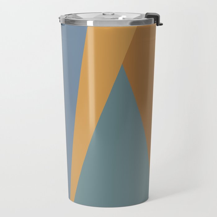 Geometric Triangles IX Blue and Orange Travel Mug Gallery Image 2