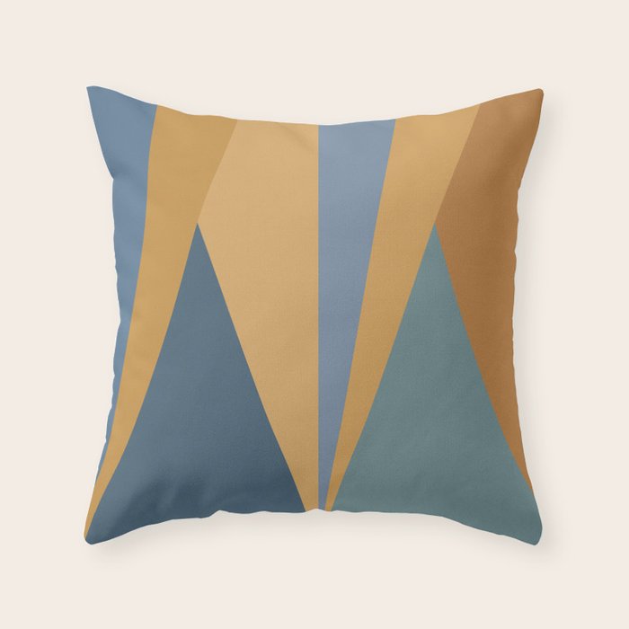 Geometric Triangles IX Blue and Orange Throw Pillow Gallery Image 6