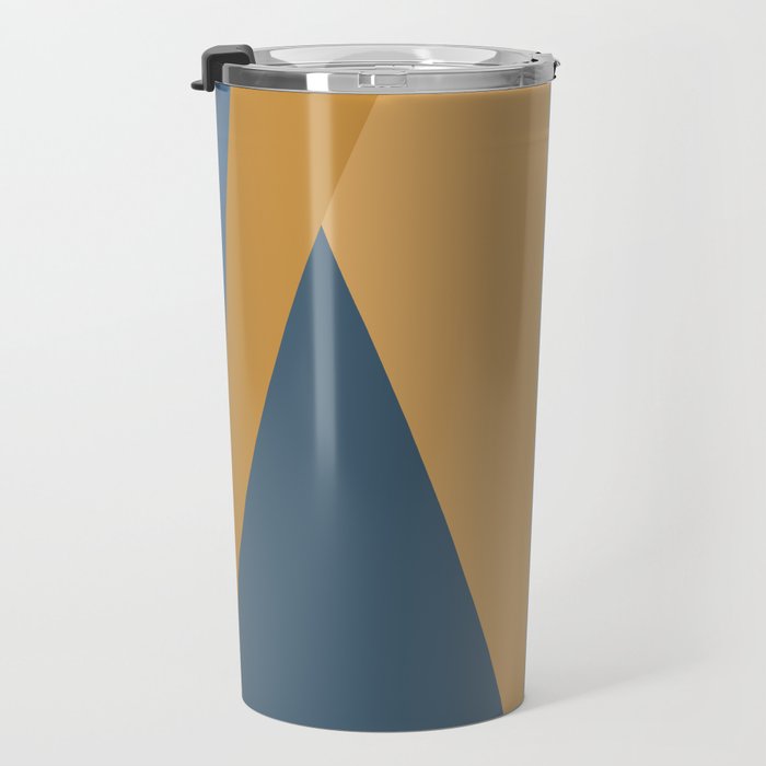 Geometric Triangles IX Blue and Orange Travel Mug Gallery Image 3