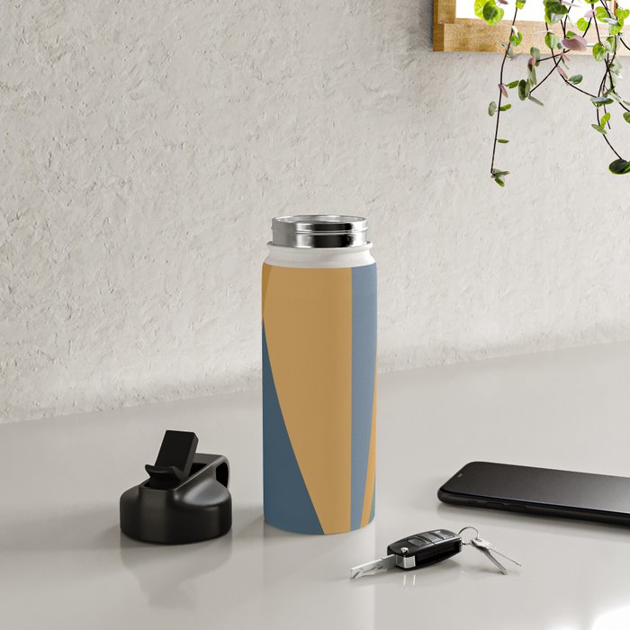 Geometric Triangles IX Blue and Orange Water Bottle Gallery Image 4