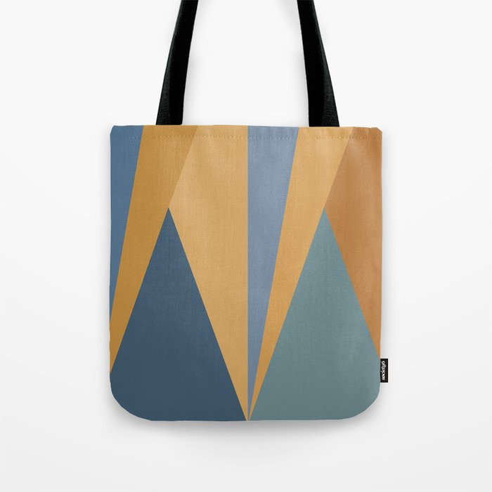 Geometric Triangles IX Blue and Orange Tote Bag Gallery Image 1