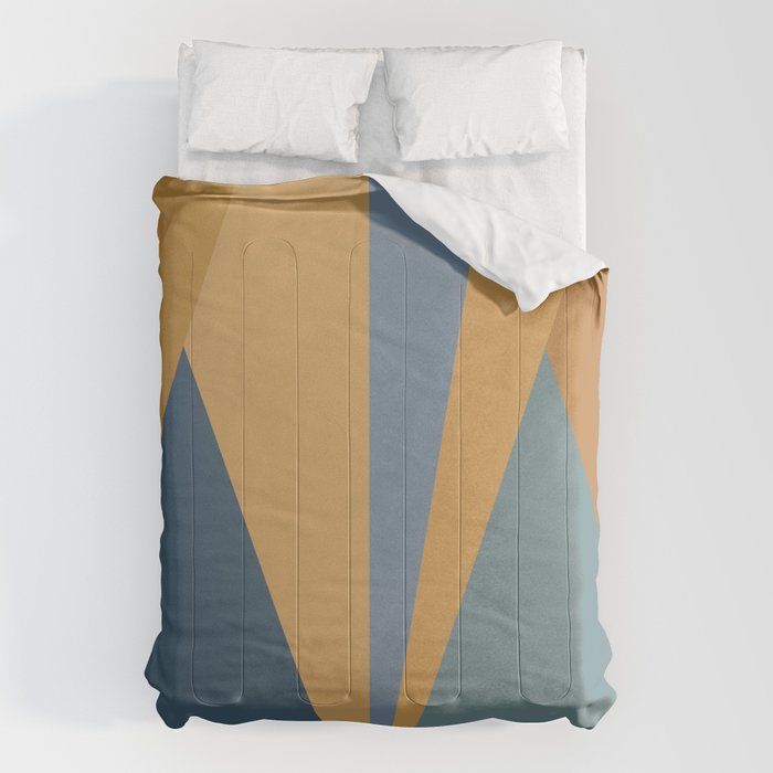Geometric Triangles IX Blue and Orange Comforter Gallery Image 6