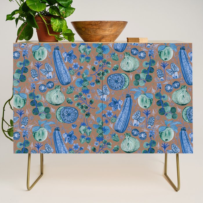Garden Vegetables & Fresh Fruit in Blue Midnight Credenza Gallery Image 1