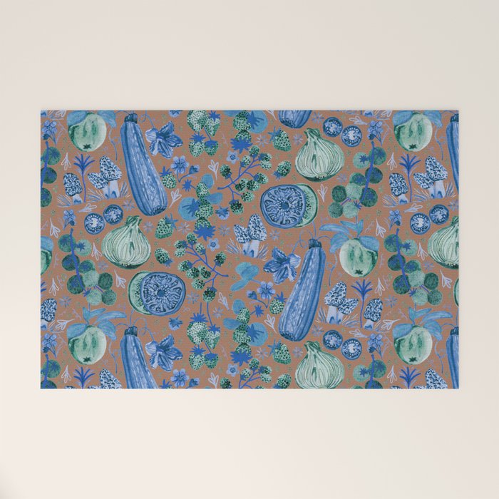 Garden Vegetables & Fresh Fruit in Blue Midnight Welcome Mat Gallery Image 1