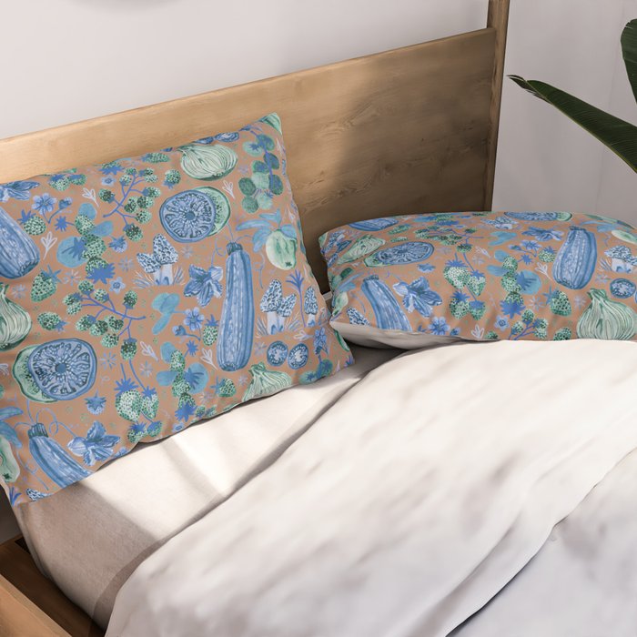 Garden Vegetables & Fresh Fruit in Blue Midnight Pillow Sham Gallery Image 2