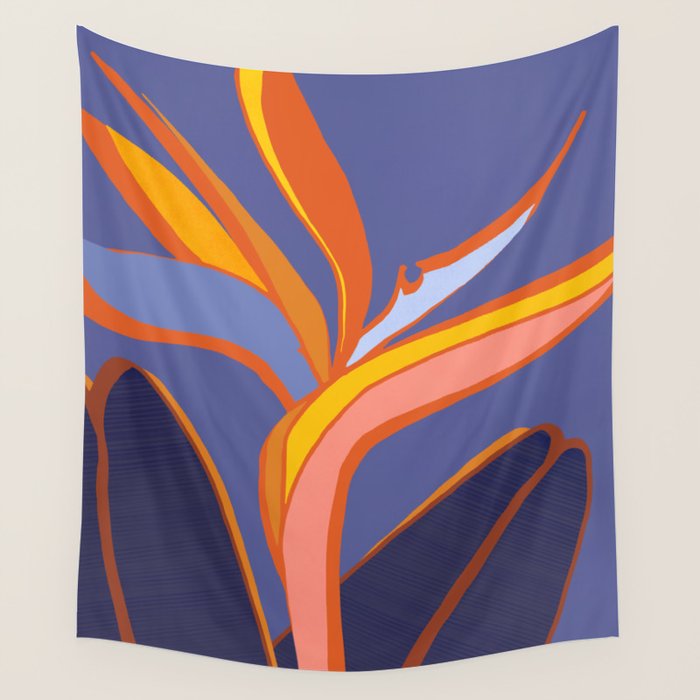 Bird Of Paradise Tropical Flower Wall Tapestry Gallery Image 4