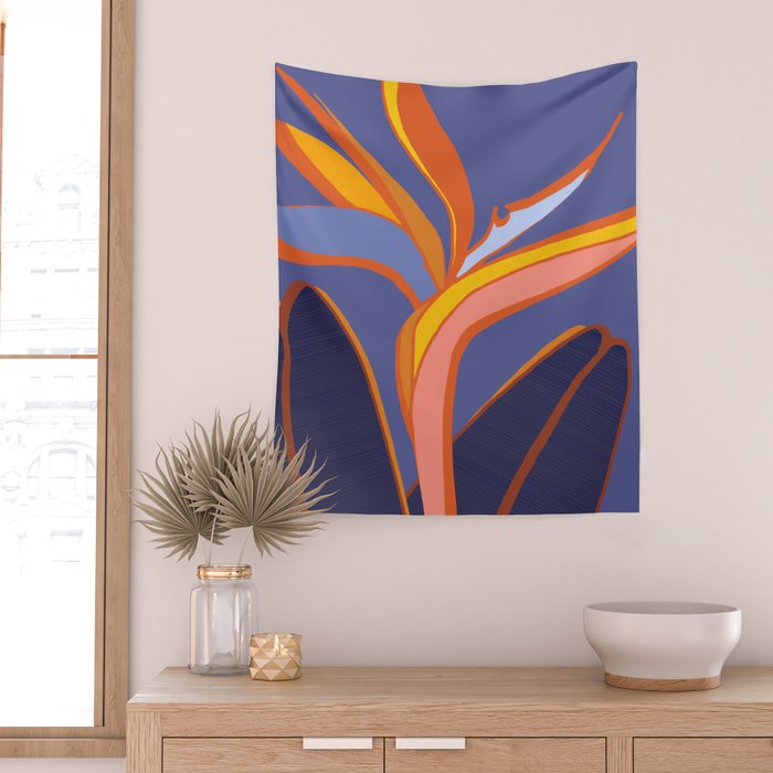 Bird Of Paradise Tropical Flower Wall Tapestry Gallery Image 2