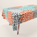 Floral Pattern, Abstract, Orange, Teal and Gray Tablecloth Gallery Image 1