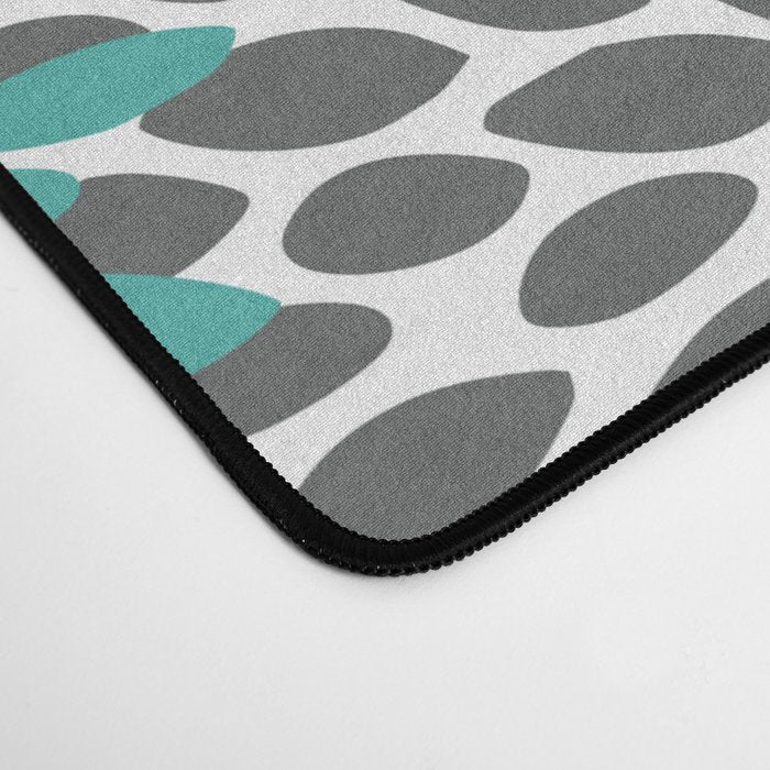 Floral Pattern, Abstract, Orange, Teal and Gray Desk Mat Gallery Image 4