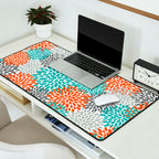 Floral Pattern, Abstract, Orange, Teal and Gray Desk Mat Gallery Image 2
