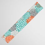 Floral Pattern, Abstract, Orange, Teal and Gray Table Runner Gallery Image 3