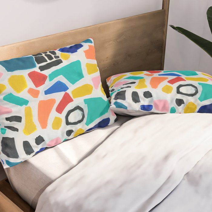 Original Painting by Ejaaz Haniff Acrylic Painting Abstract Art Shapes Pattern Fun Colorful Shapes Pillow Sham Gallery Image 2