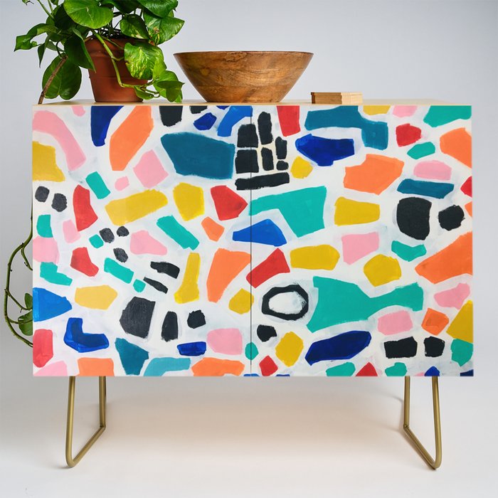 Original Painting by Ejaaz Haniff Acrylic Painting Abstract Art Shapes Pattern Fun Colorful Shapes Credenza Gallery Image 1