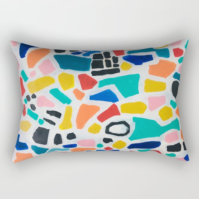 Original Painting by Ejaaz Haniff Acrylic Painting Abstract Art Shapes Pattern Fun Colorful Shapes Rectangular Pillow Gallery Image 1