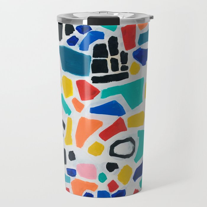 Original Painting by Ejaaz Haniff Acrylic Painting Abstract Art Shapes Pattern Fun Colorful Shapes Travel Mug Gallery Image 1