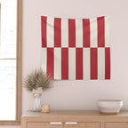 Duo II - Crean and Red Stripes Wall Tapestry Gallery Image 2