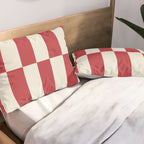 Duo II - Crean and Red Stripes Pillow Sham Gallery Image 2