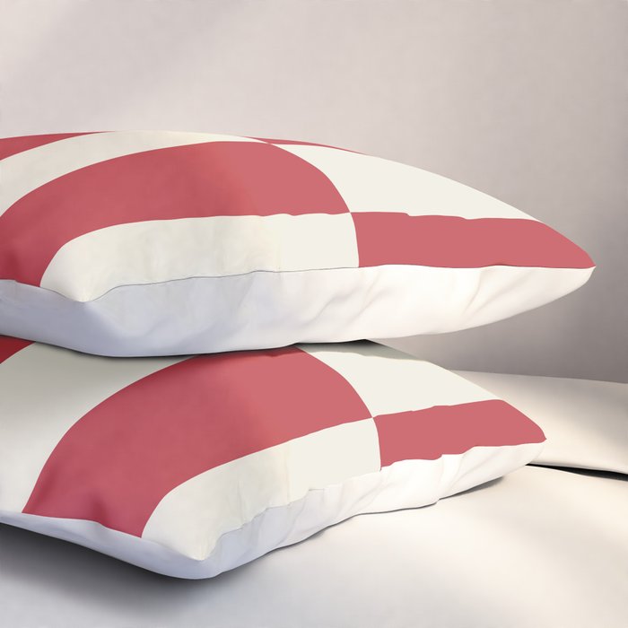 Duo II - Crean and Red Stripes Pillow Sham Gallery Image 3