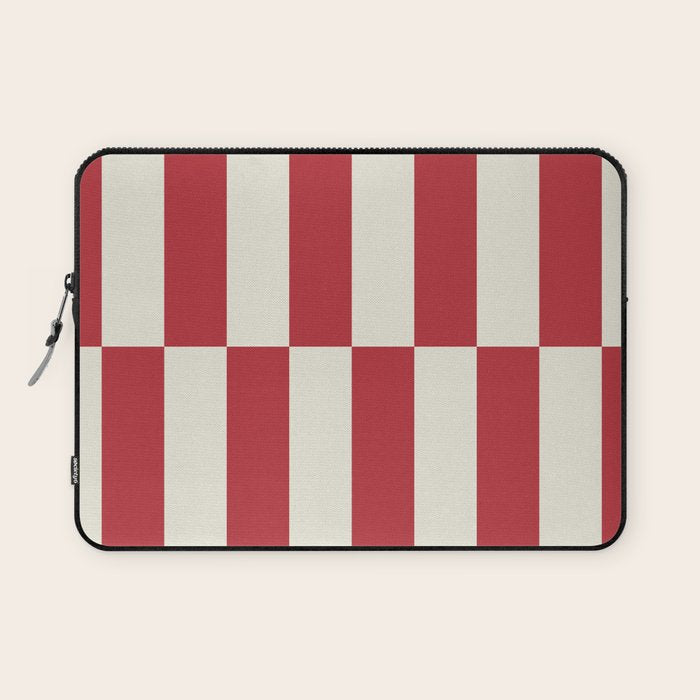 Duo II - Crean and Red Stripes Laptop Sleeve Gallery Image 1