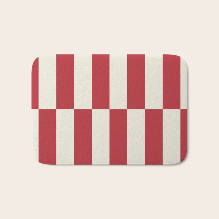 Duo II - Crean and Red Stripes Bath Mat Gallery Image 1
