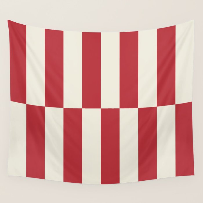Duo II - Crean and Red Stripes Wall Tapestry Gallery Image 4