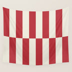 Duo II - Crean and Red Stripes Wall Tapestry Gallery Image 4