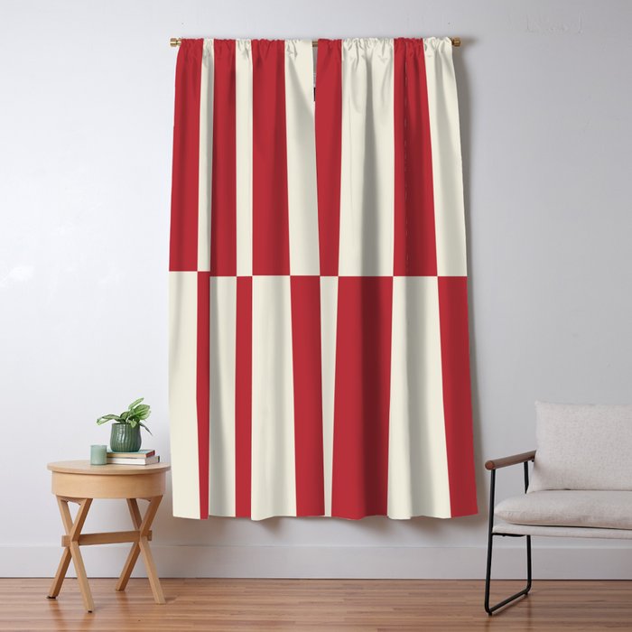 Duo II - Crean and Red Stripes Window Curtain Gallery Image 5