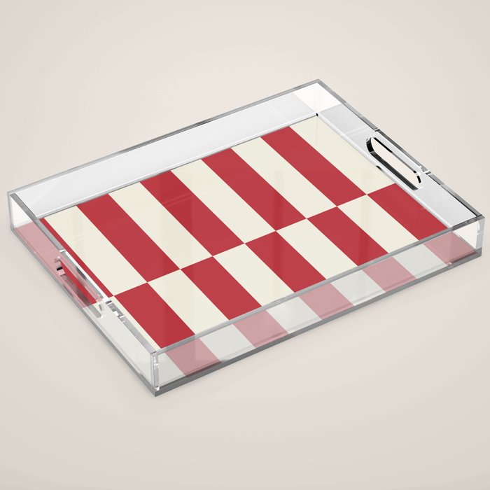 Duo II - Crean and Red Stripes Acrylic Tray Gallery Image 1