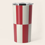 Duo II - Crean and Red Stripes Travel Mug Gallery Image 1