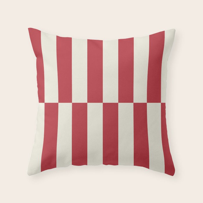 Duo II - Crean and Red Stripes Throw Pillow Gallery Image 6