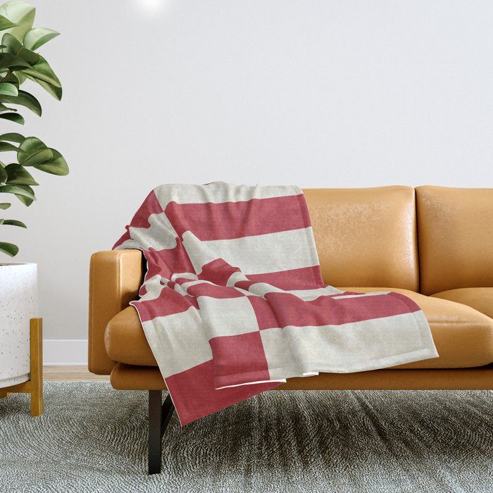 Duo II - Crean and Red Stripes Throw Blanket Gallery Image 1