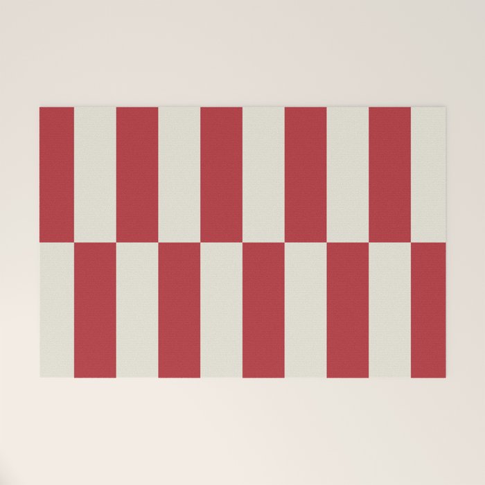 Duo II - Crean and Red Stripes Welcome Mat Gallery Image 1