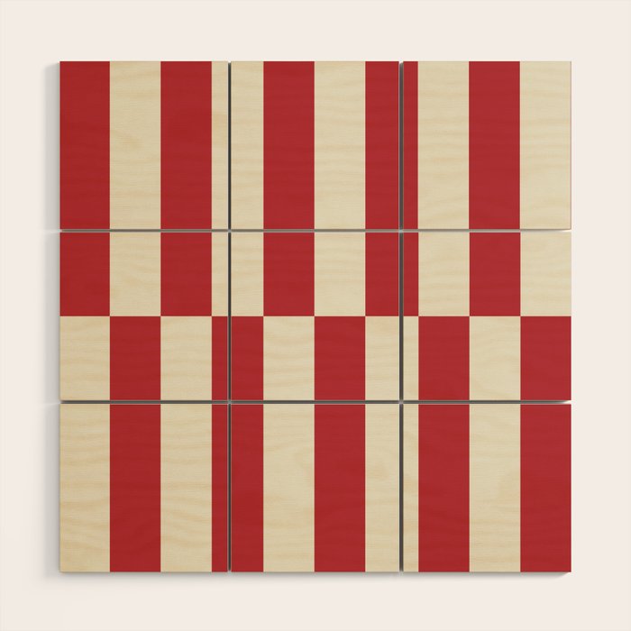 Duo II - Crean and Red Stripes Wood Wall Art Gallery Image 1