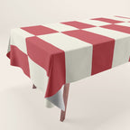Duo II - Crean and Red Stripes Tablecloth Gallery Image 1