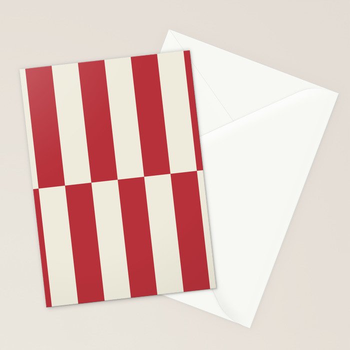 Duo II - Crean and Red Stripes Stationery Card Gallery Image 2