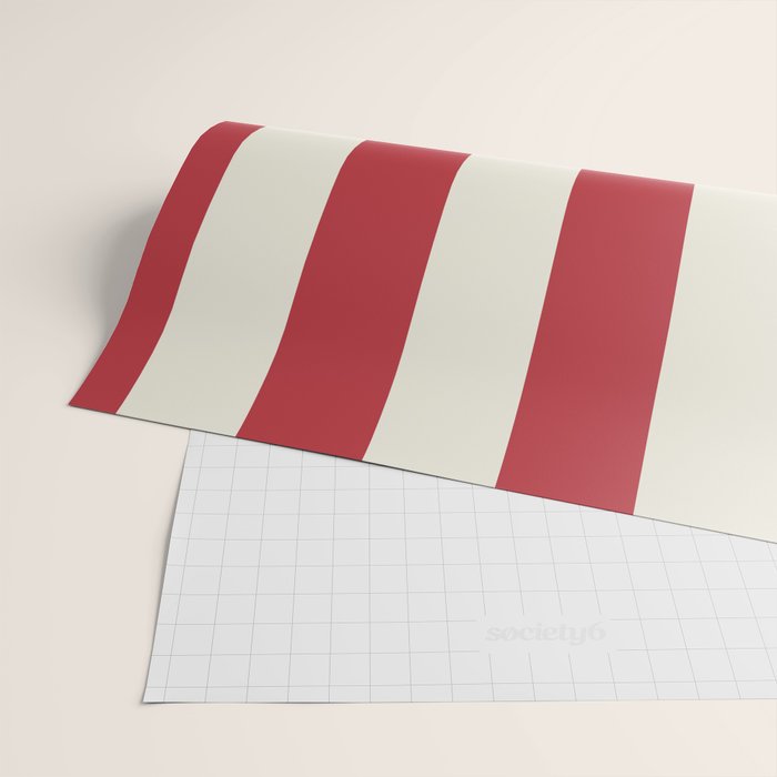 Duo II - Crean and Red Stripes Wrapping Paper Gallery Image 2