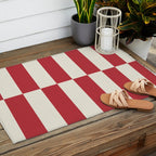 Duo II - Crean and Red Stripes Outdoor Rug Gallery Image 2
