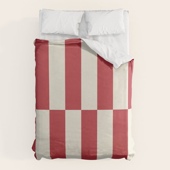 Duo II - Crean and Red Stripes Duvet Cover Gallery Image 6