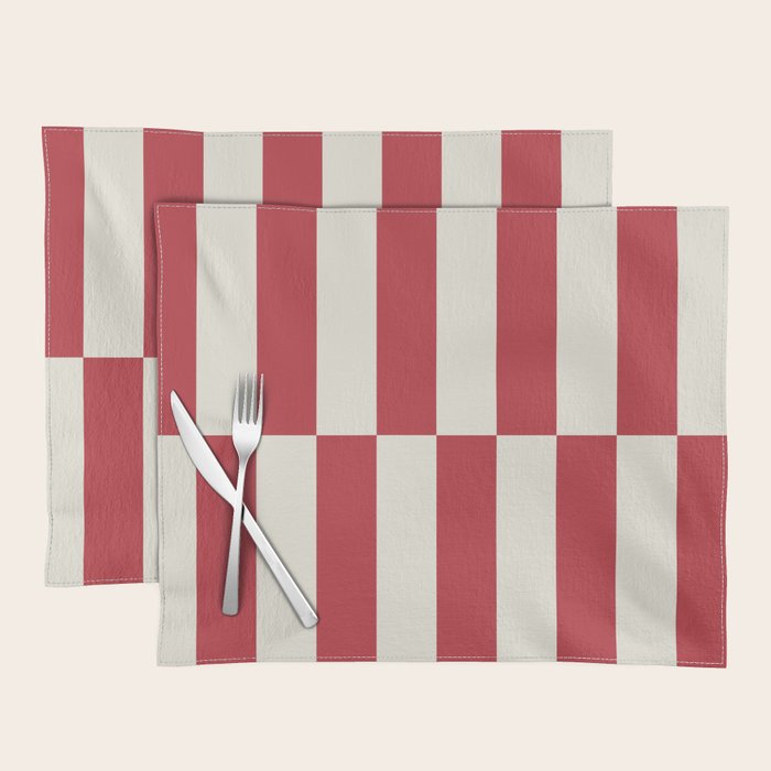 Duo II - Crean and Red Stripes Placemat Gallery Image 1