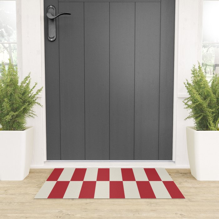 Duo II - Crean and Red Stripes Welcome Mat Gallery Image 3