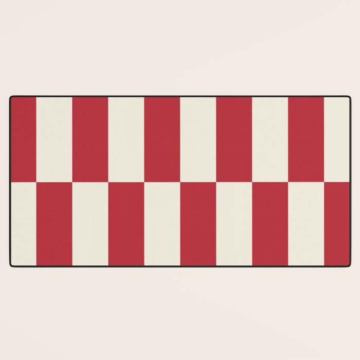 Duo II - Crean and Red Stripes Desk Mat Gallery Image 3