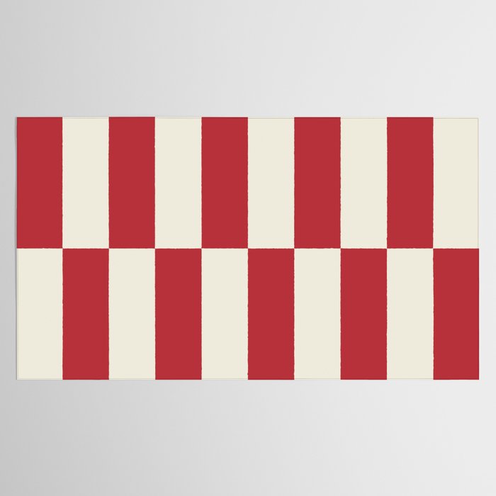 Duo II - Crean and Red Stripes Tablecloth Gallery Image 2