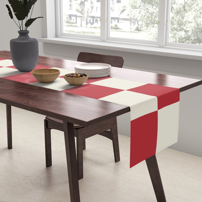 Duo II - Crean and Red Stripes Table Runner Gallery Image 2
