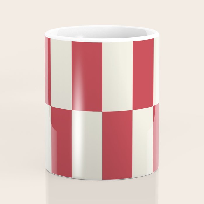 Duo II - Crean and Red Stripes Coffee Mug Gallery Image 4